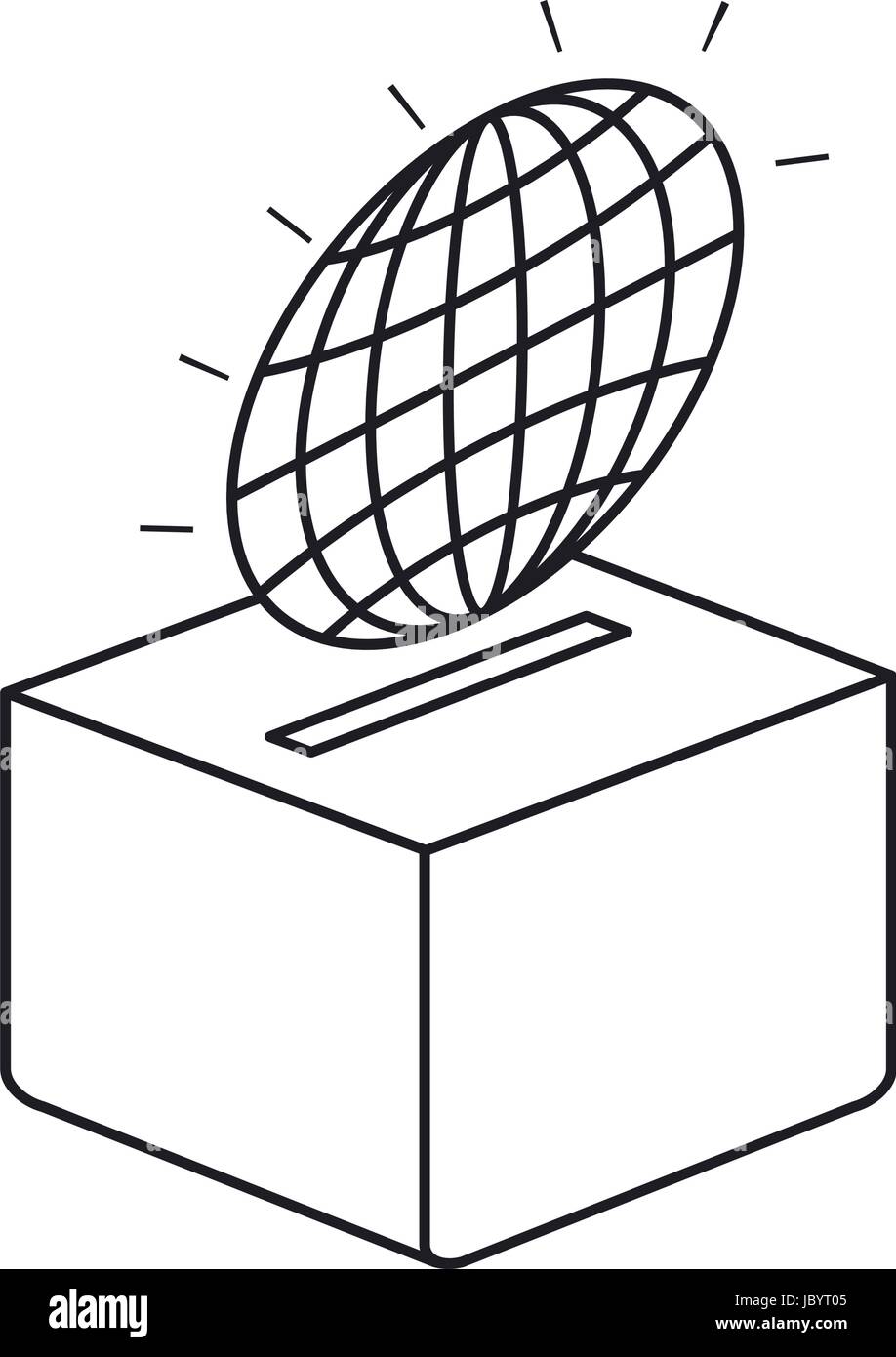 silhouette flat globe earth world chart depositing in a carton box ...