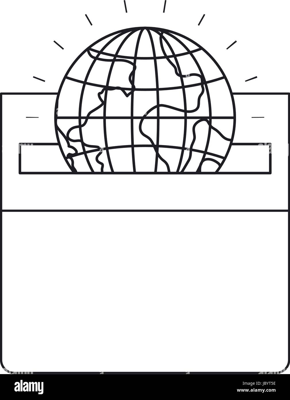 silhouette front view flat globe earth world depositing in a carton box ...