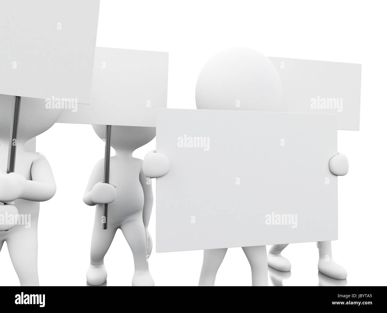 3d ilusration. Group of white people protesting. Human rights concept. Isolated white background Stock Photo