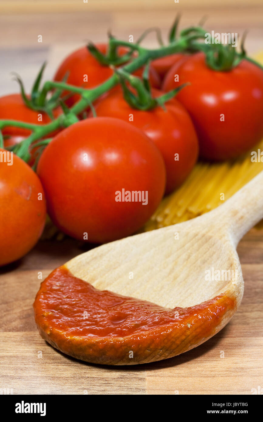 spaghetti with tomatoes Stock Photo