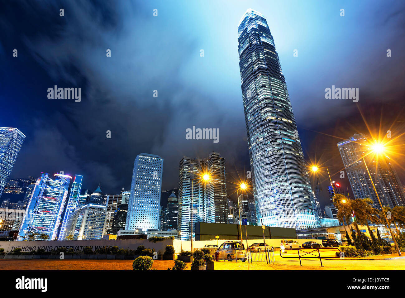 Hong kong office building at night Stock Photo - Alamy