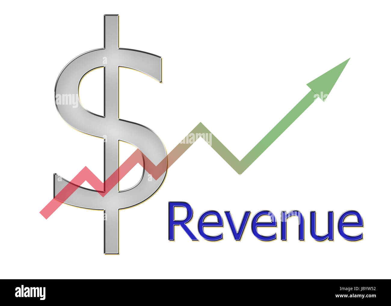 Diagramm aufsteigend Revenue mit Farbverlauf und Dollar Symbol Stock Photo