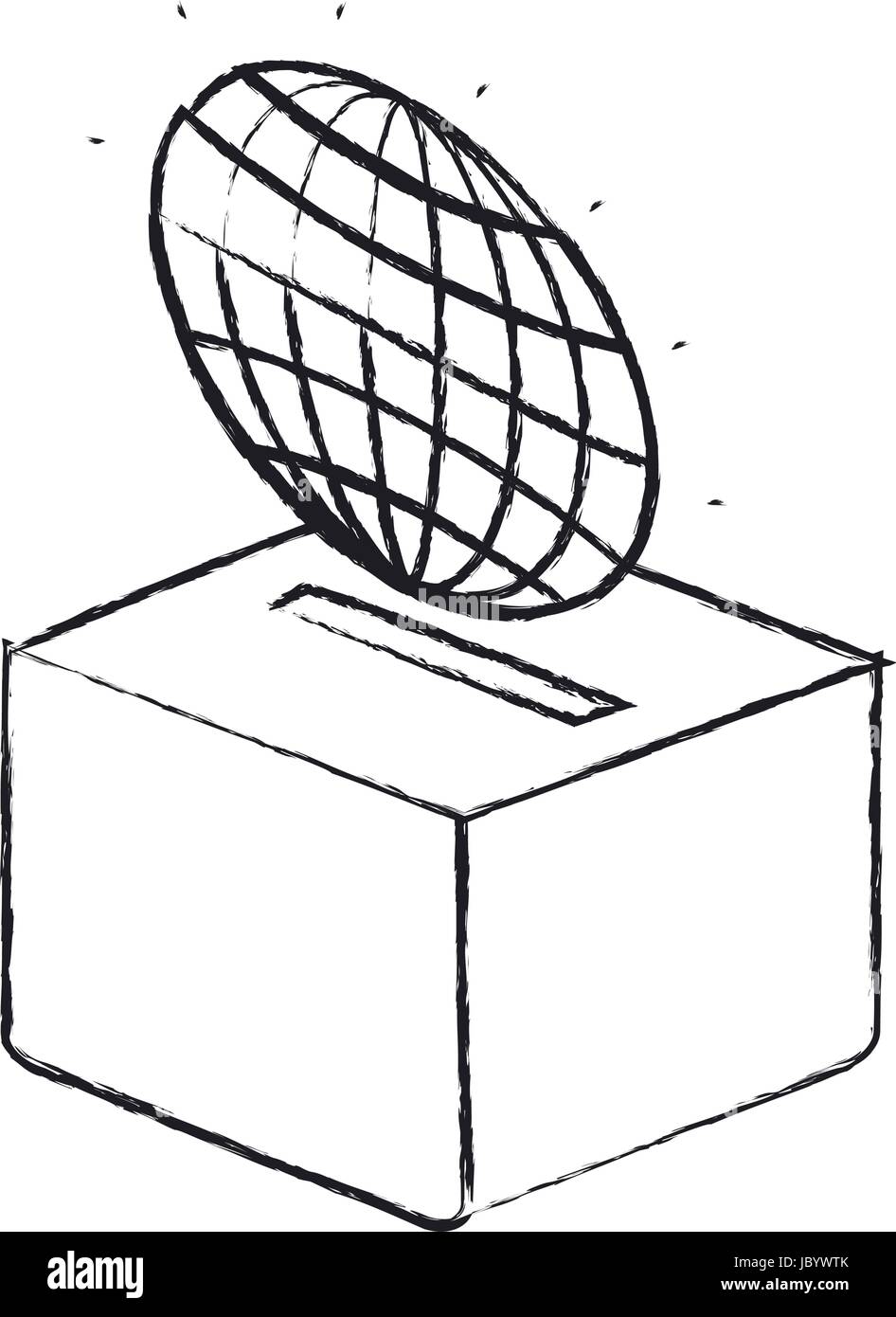 blurred silhouette flat globe earth world chart depositing in a carton ...