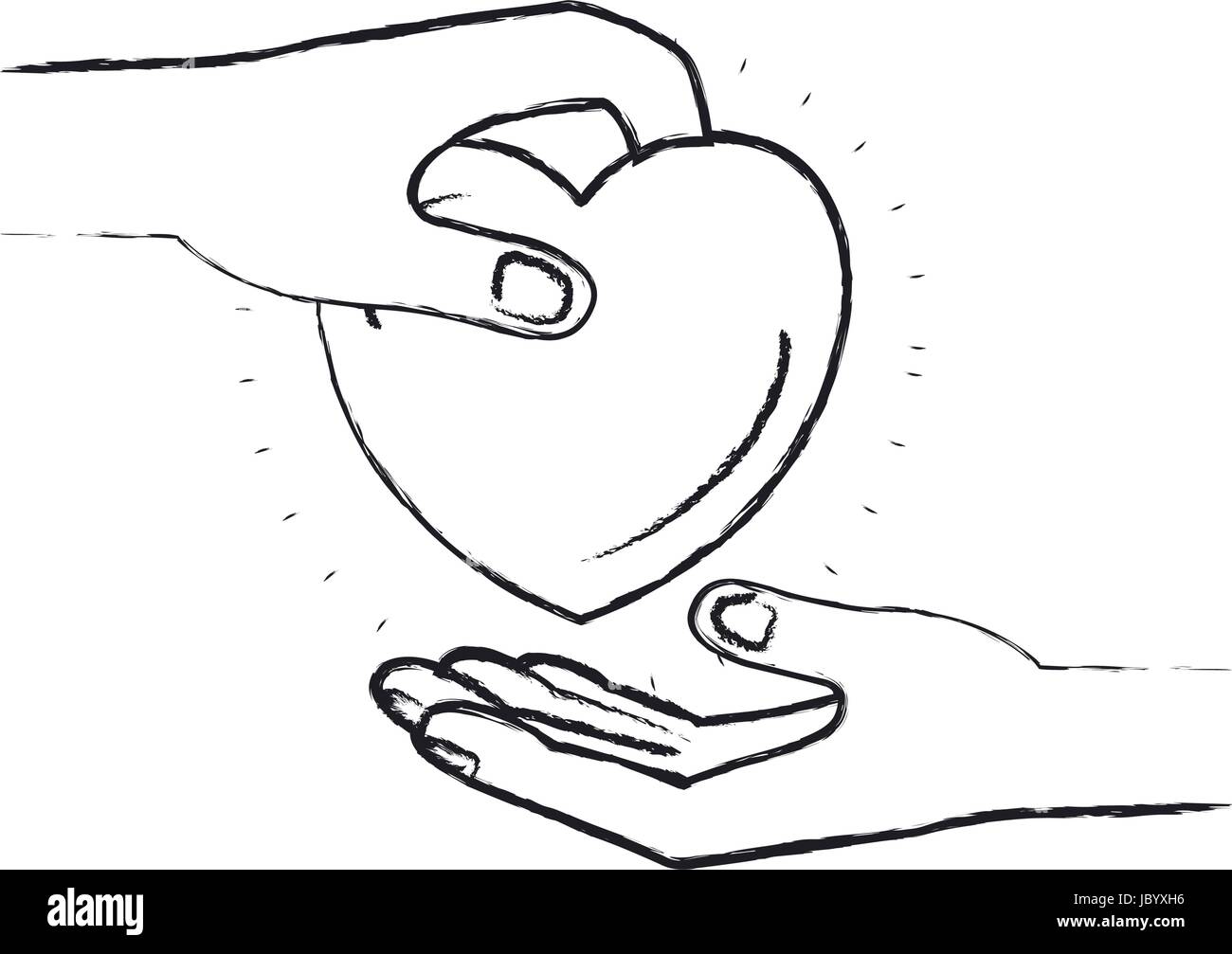 Blurred Silhouette Side View Of Palm Human Holding A Heart Charity Symbol To Deposit In Other Hand Stock Vector Image Art Alamy