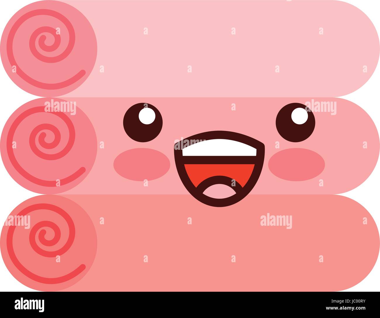 pile towels kawaii character Stock Vector