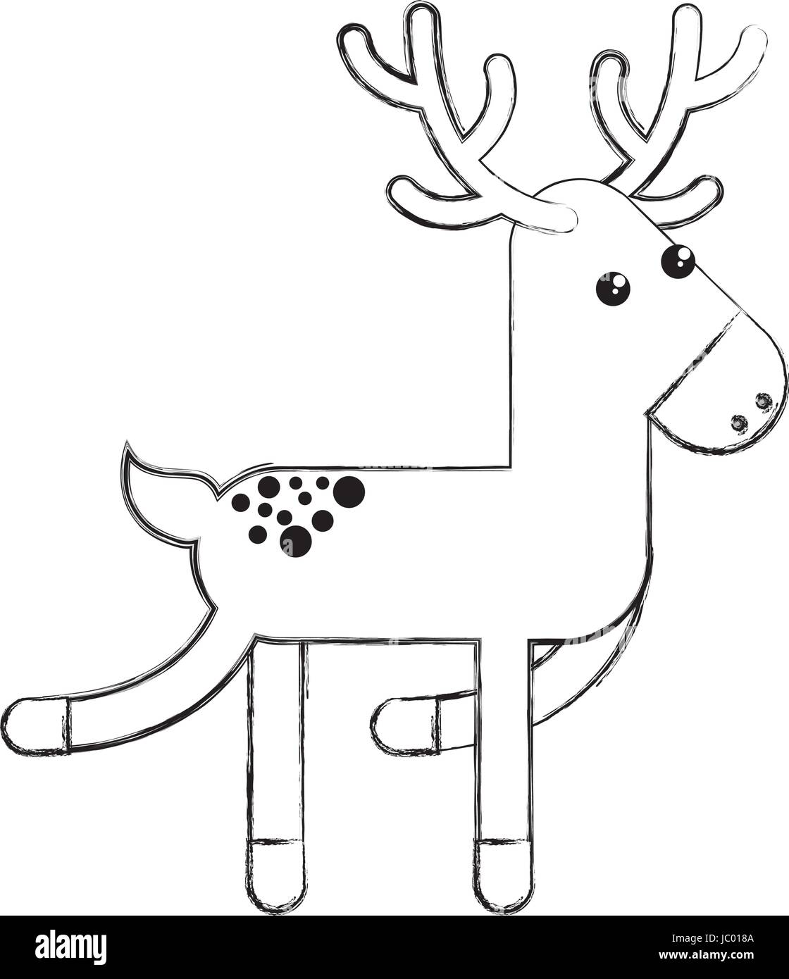 Happy cartoon christmas reindeer Black and White Stock Photos & Images