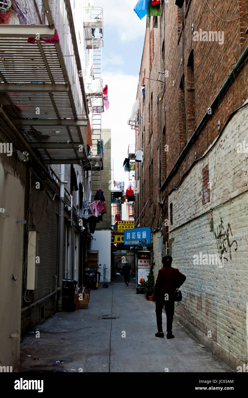 Back alley of Chinatown - San Francisco, California USA Stock Photo