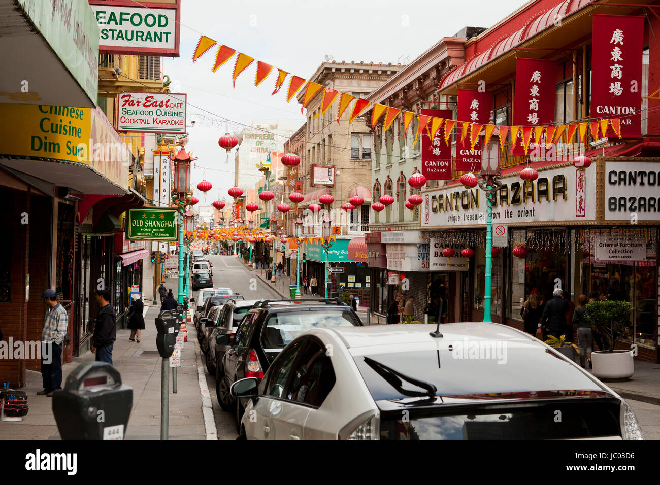 Grant Avenue, Chinatown street scene - San Francisco, California USA ...