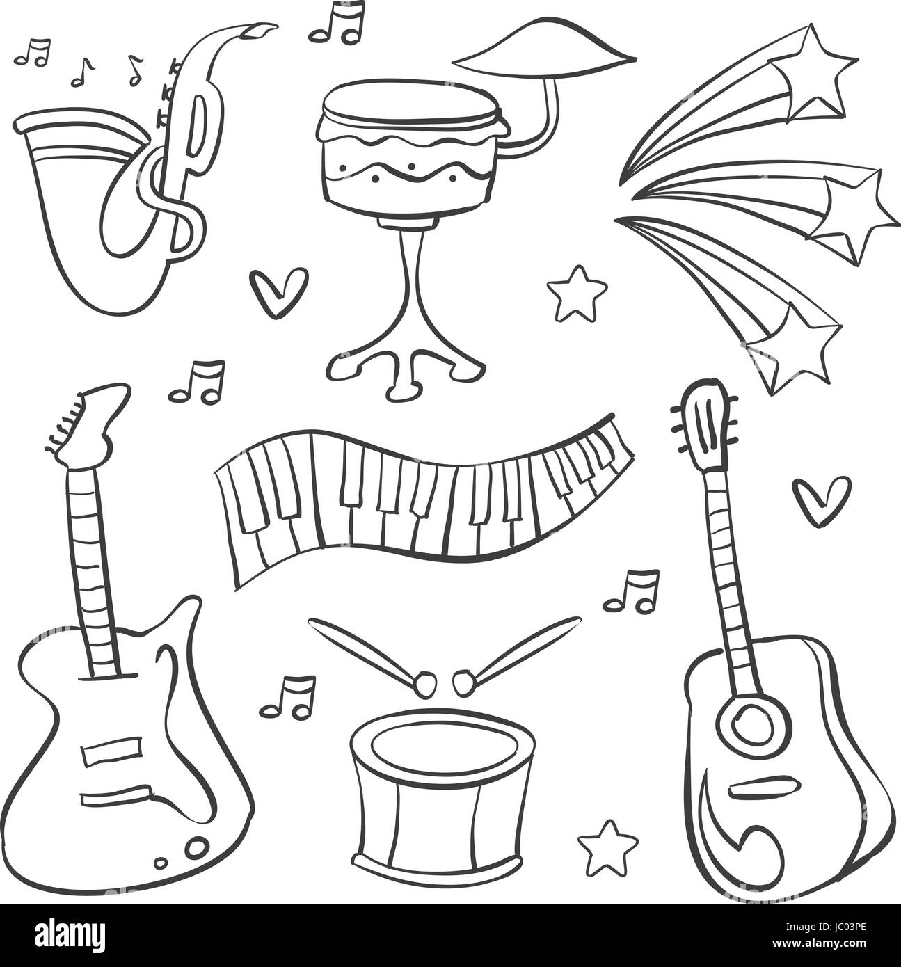 Doodle music various element collection vector art Stock Vector Image ...