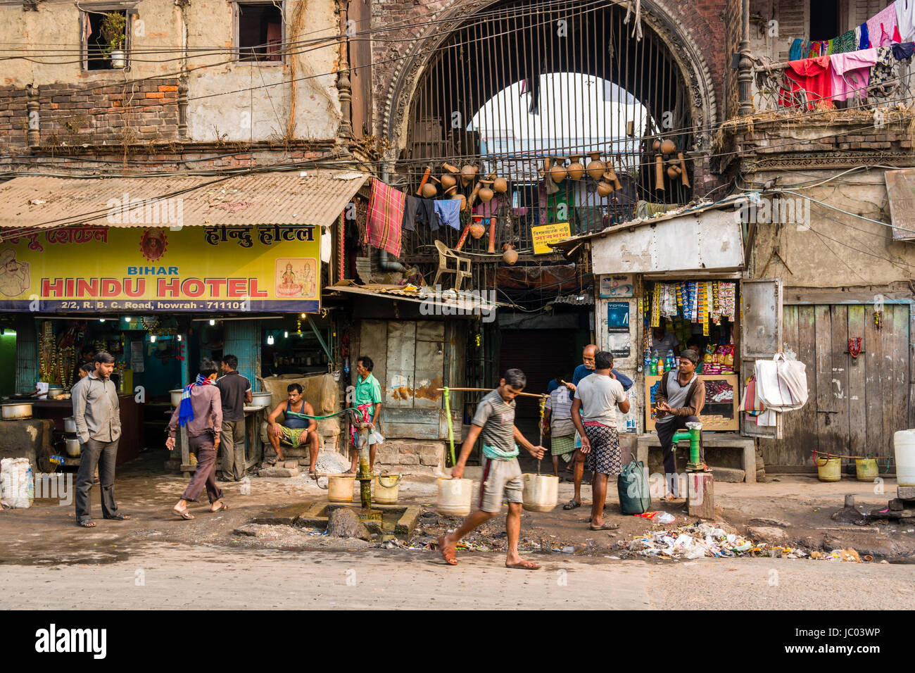 People are busy on a market street in the suburb Howrah Stock Photo