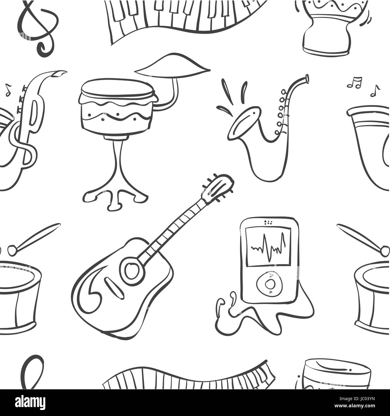 Doodle musical instrument hand draw vector art Stock Vector Image & Art