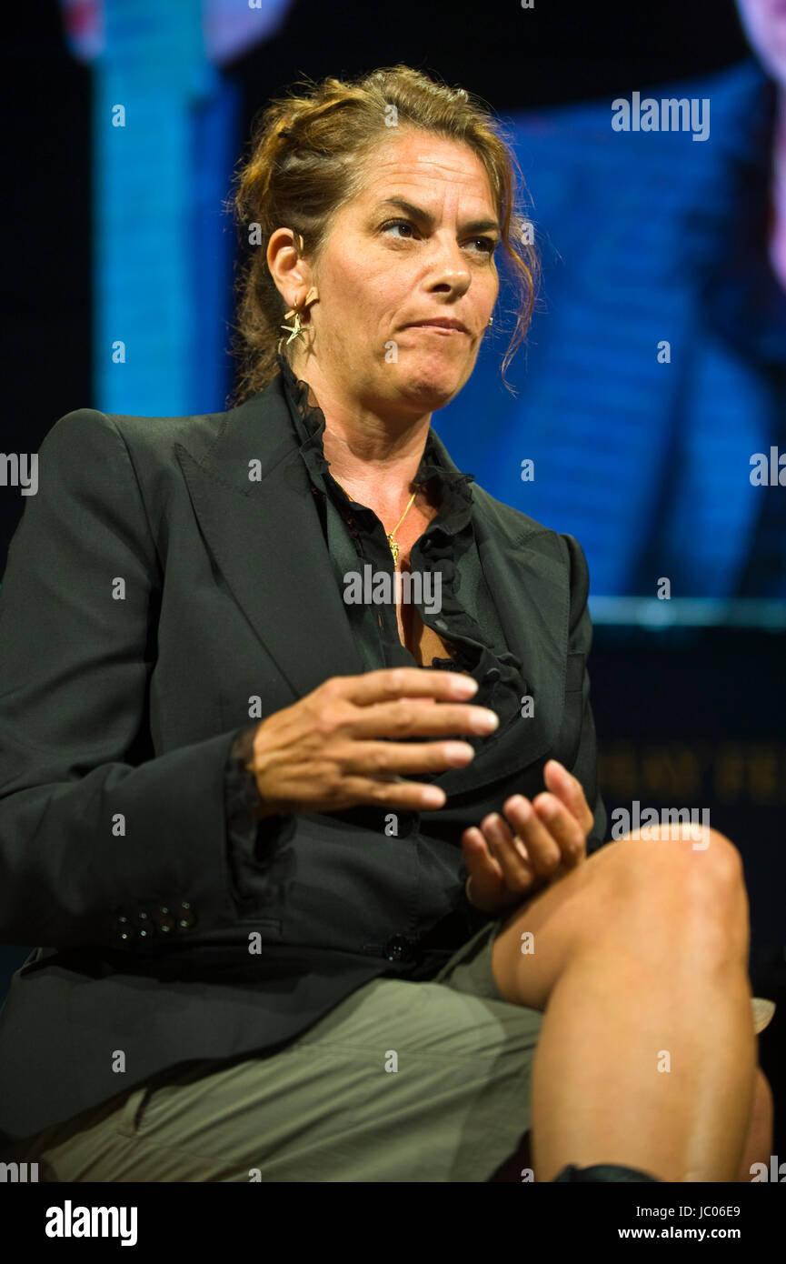 Tracey Emin artist speaking on stage at Hay Festival 2017 Hay-on-Wye Powys Wales UK Stock Photo
