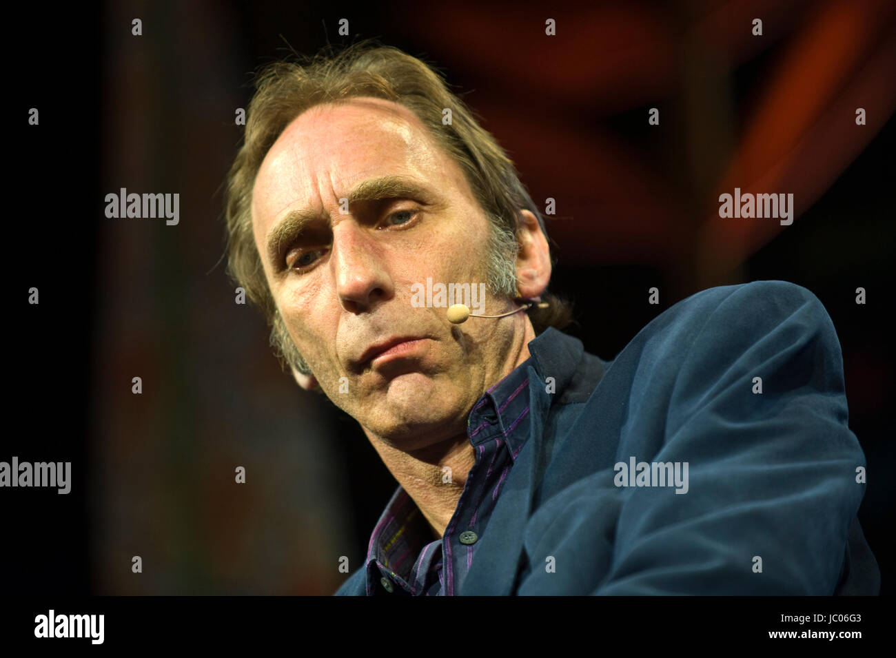 Will Self novelist speaking on stage at Hay Festival of Literature and the Arts 2017 Hay-on-Wye Powys Wales UK Stock Photo