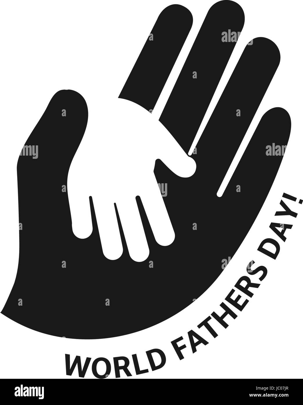 Holding Hand of a child in the hand of an adult vector logo. World Father Day. Symbol of care, kindness, family, children, parents Stock Vector