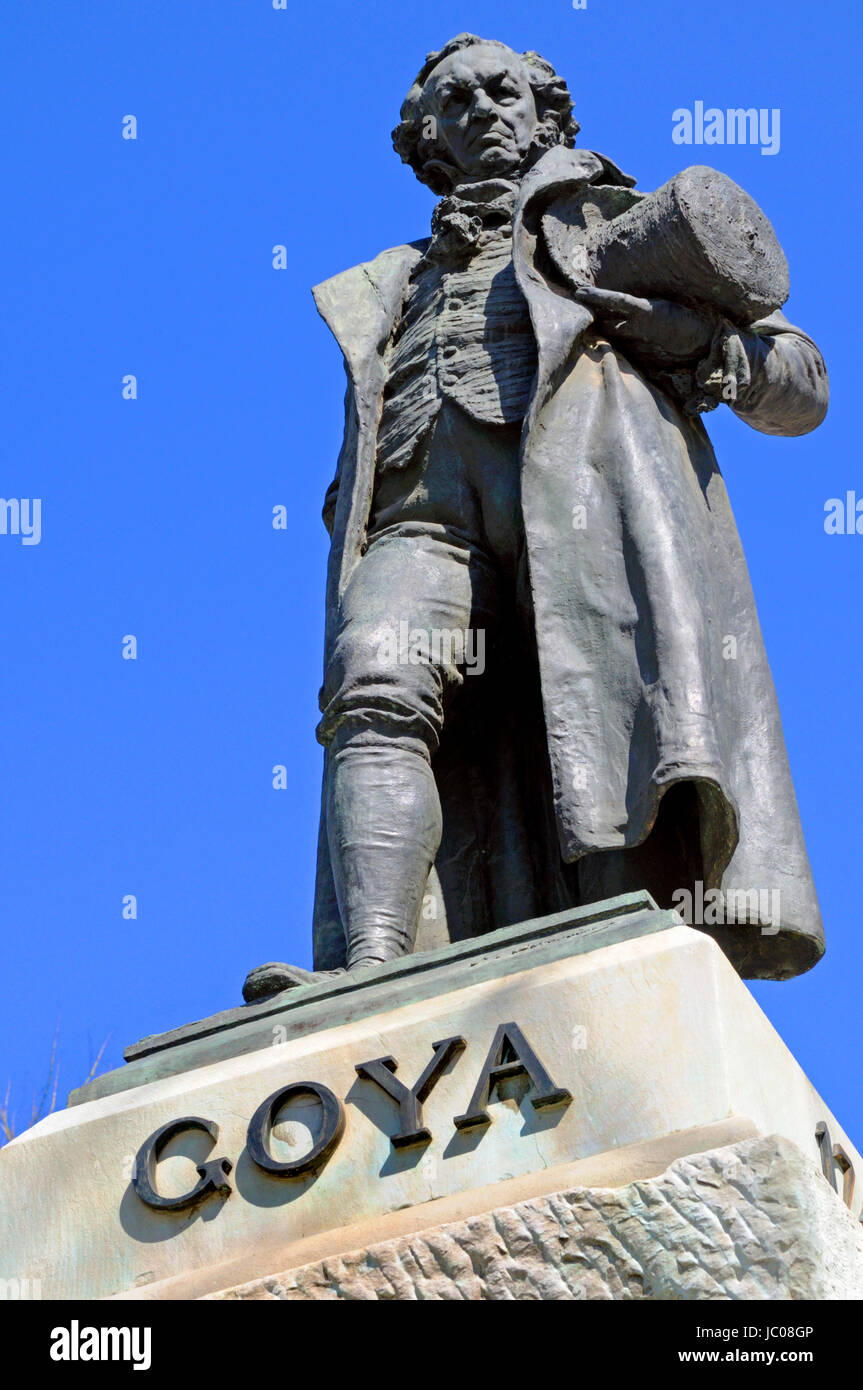 Madrid, Spain. Statue: Goya (Mariano Benlliure) outside the Prado Museum. Stock Photo