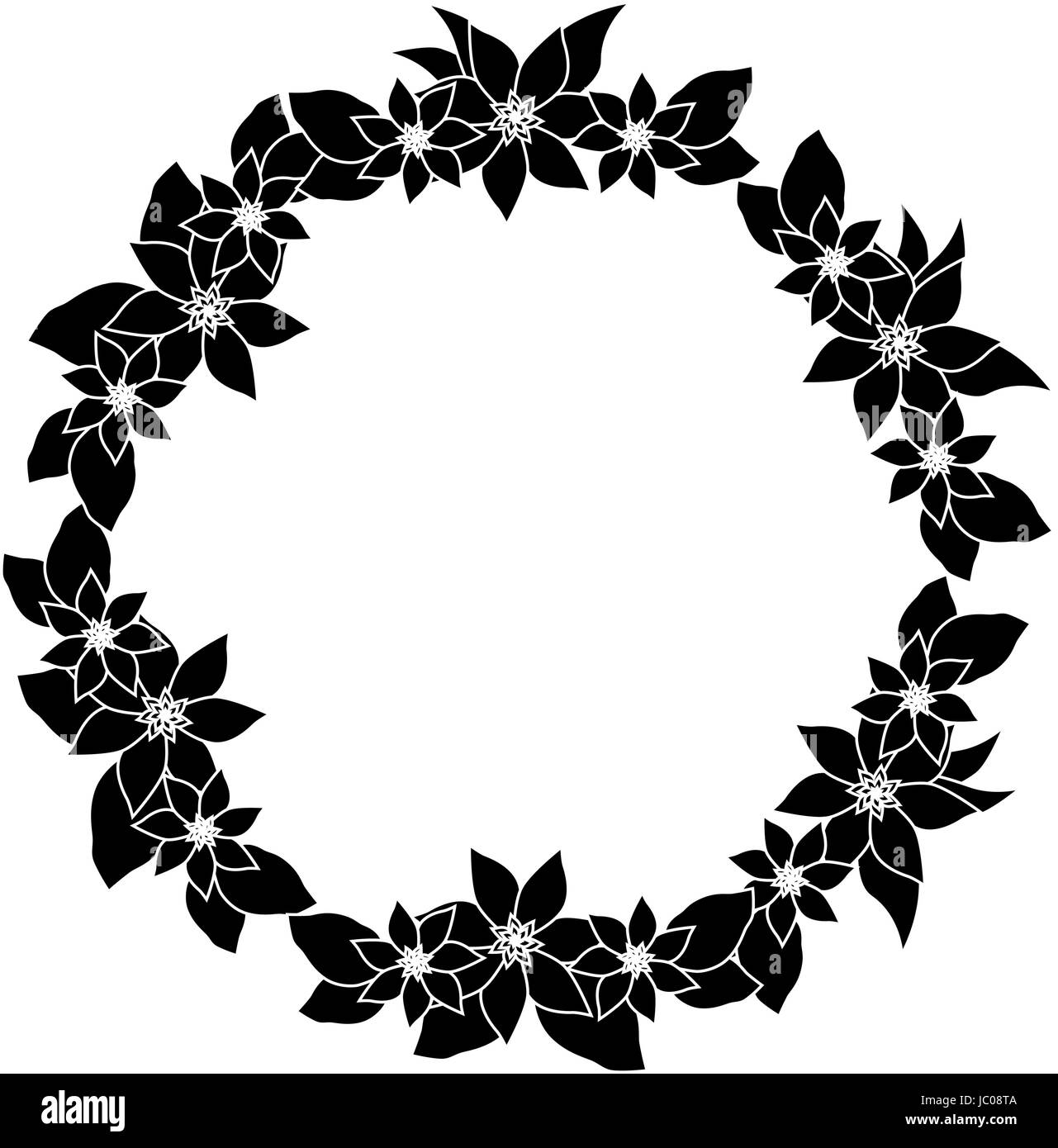 Beautiful round frame flowers Black and White Stock Photos & Images - Alamy