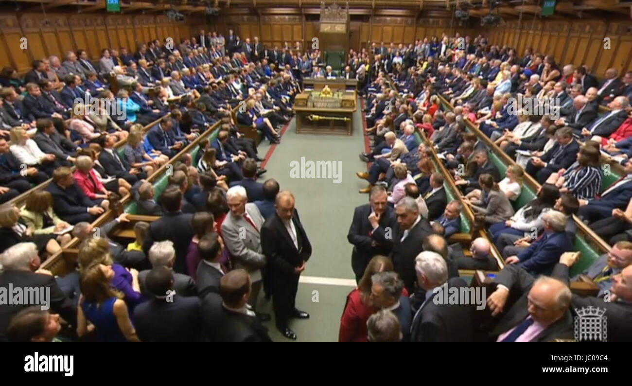 MPs gather in the House of Commons, London, for parliament's first sitting since the election. Stock Photo