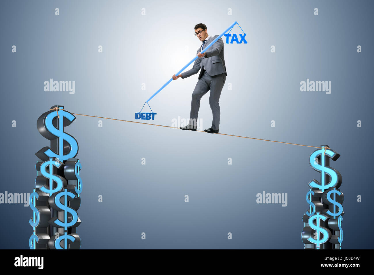 Businessman walking on tight rope Stock Photo - Alamy