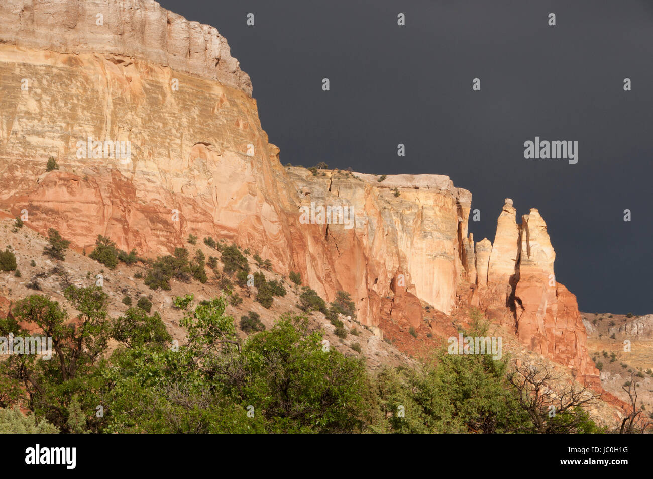 Kitchen Mesa in afternoon light, Carson National Forest, Rio Arriba County, New Mexico, USA Stock Photo