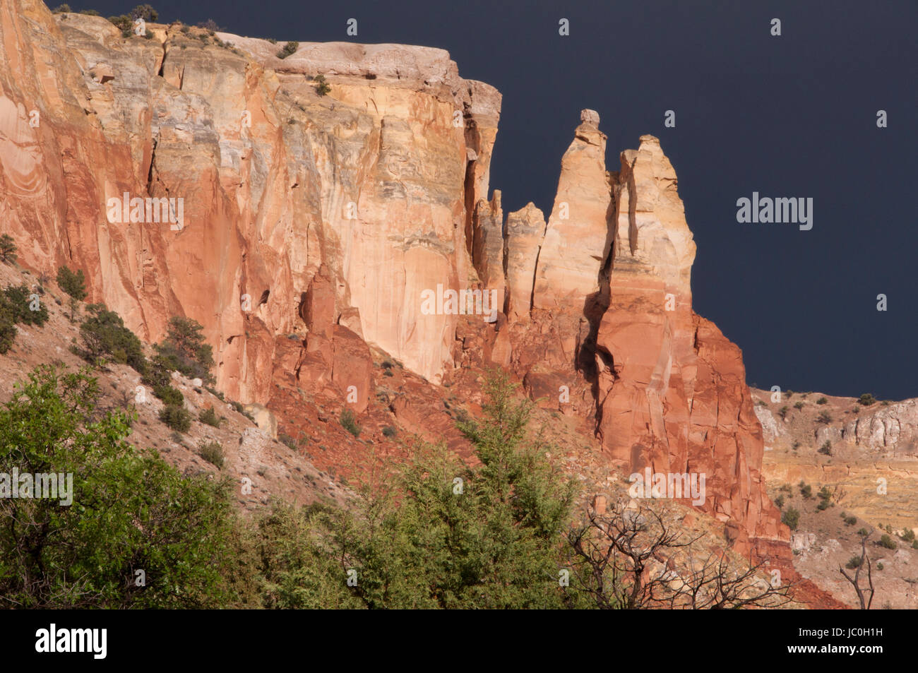 Kitchen Mesa in afternoon light, Carson National Forest, Rio Arriba County, New Mexico, USA Stock Photo