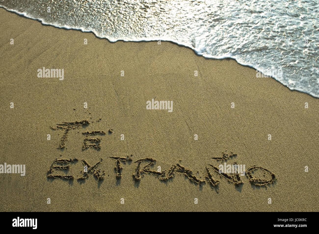 i miss you sentence on the sand of a beach Stock Photo