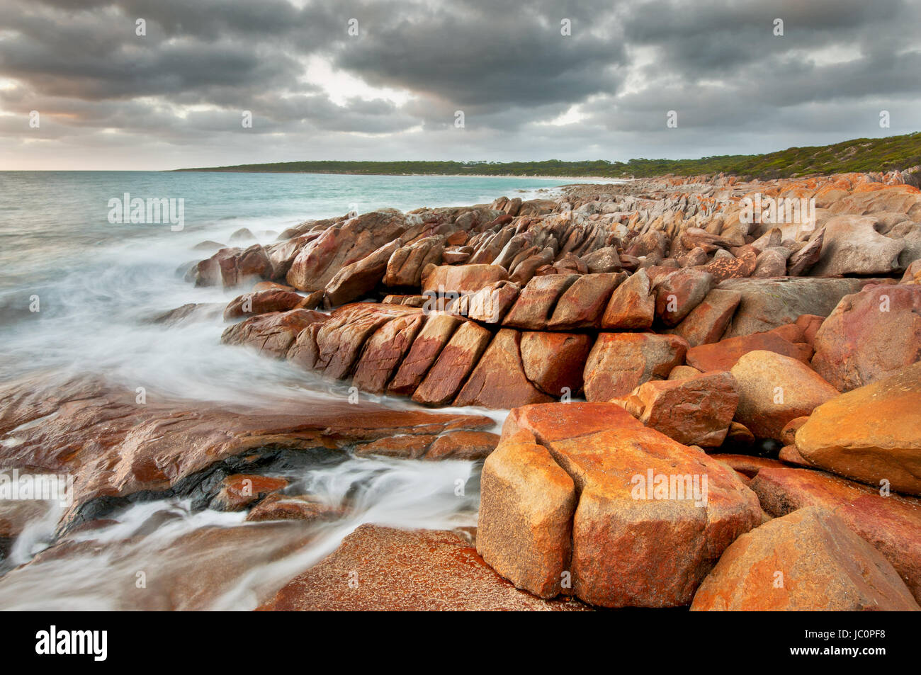 Rugged coastline at September Beach in Lincoln National Park. Stock Photo