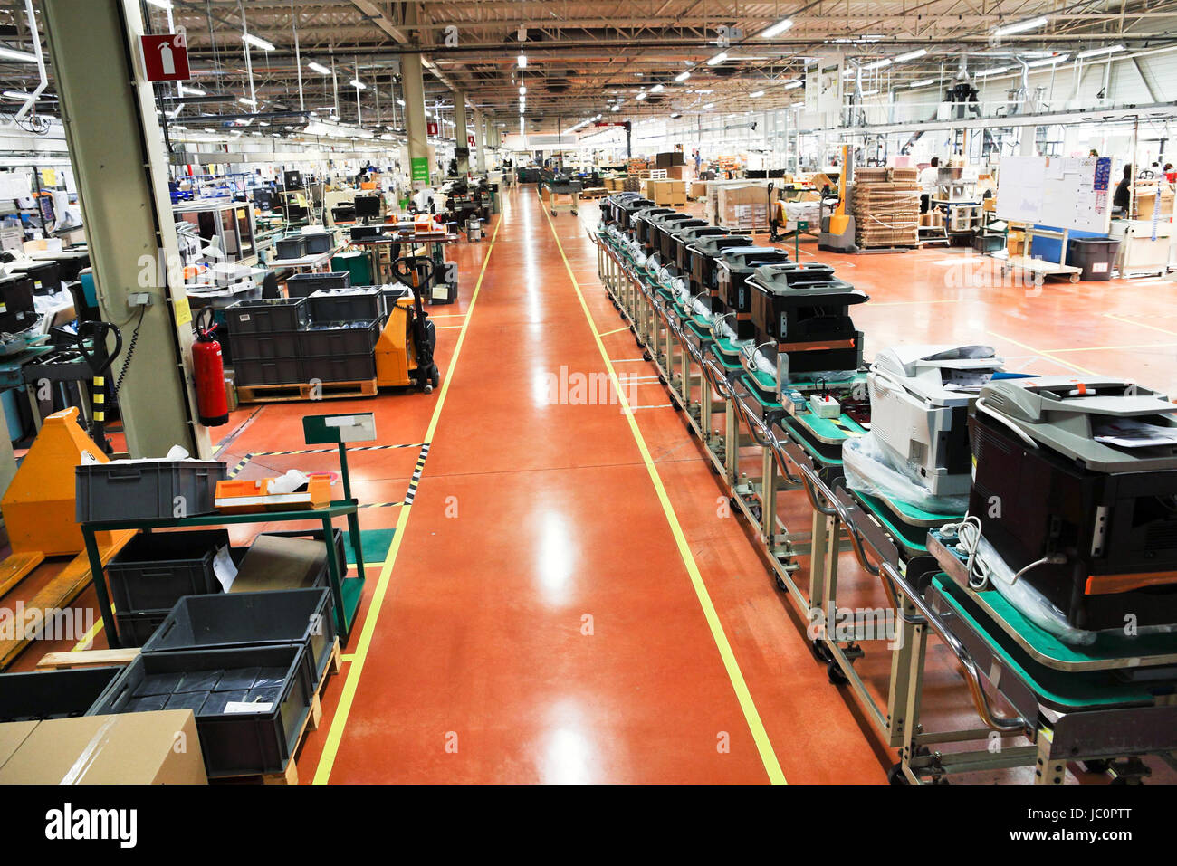 production conveyor of office devices on factory Stock Photo Alamy
