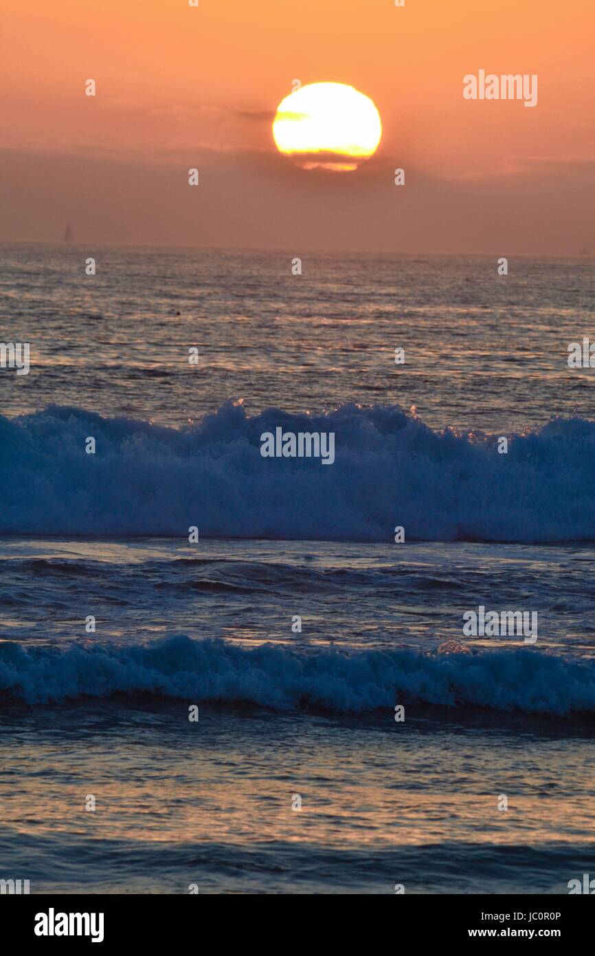 Sunset over Pacific ocean, San Diego, CA Stock Photo