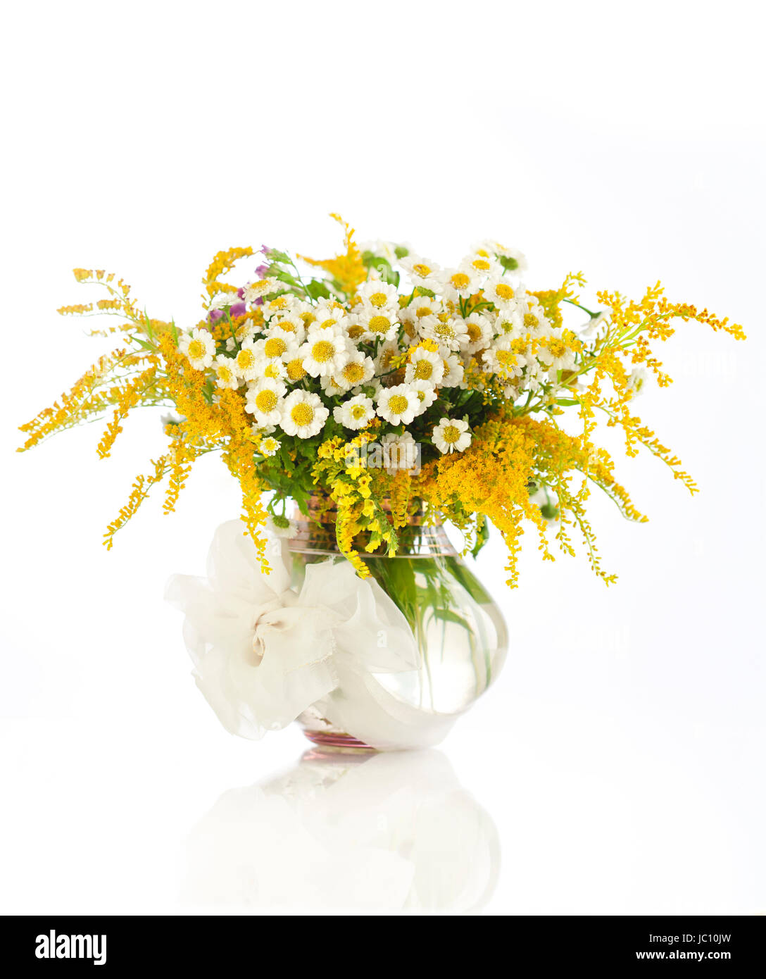 Beautiful bouquet of wildflowers in vase isolated on white Stock Photo ...