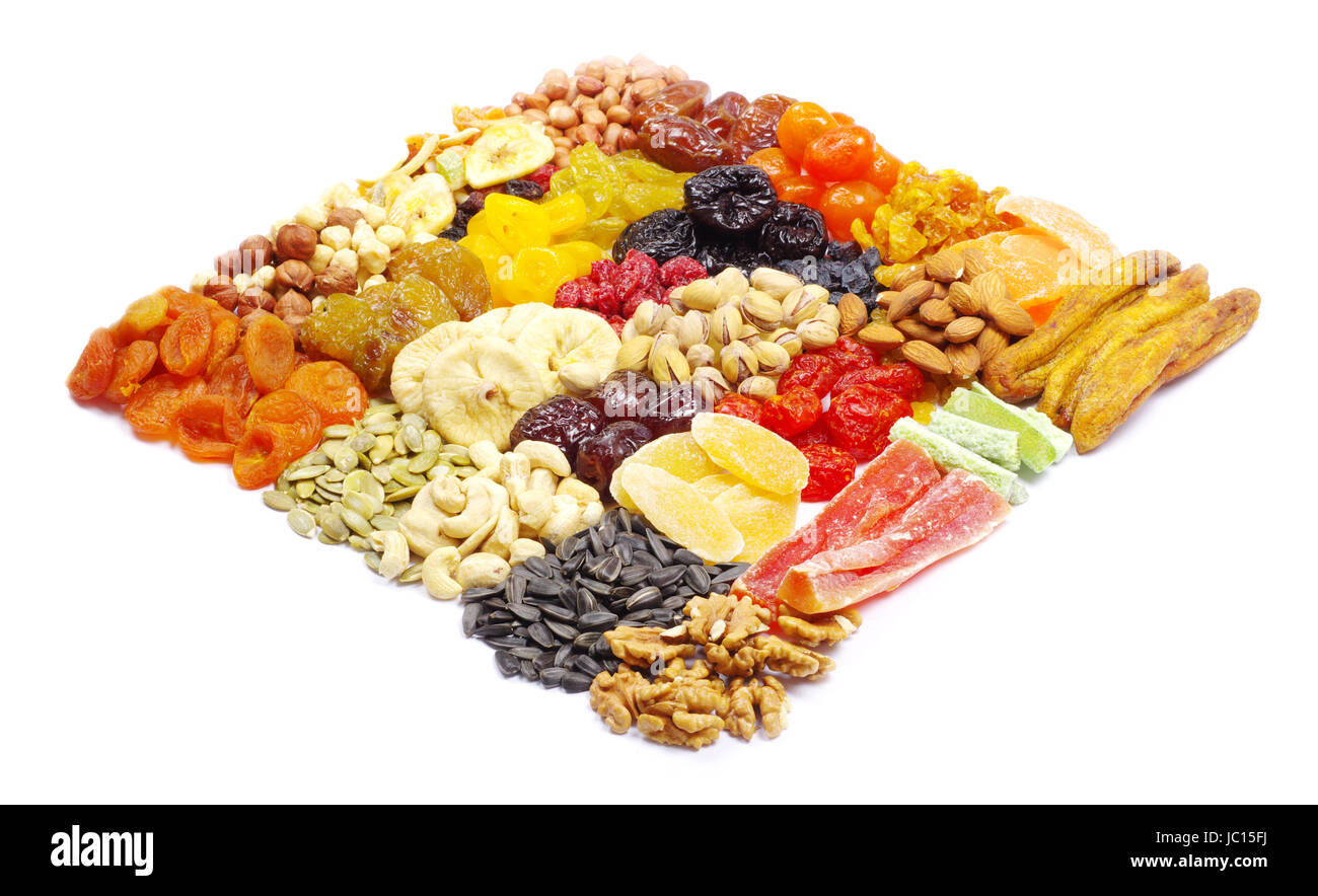 mix dried fruits collection on white Stock Photo - Alamy