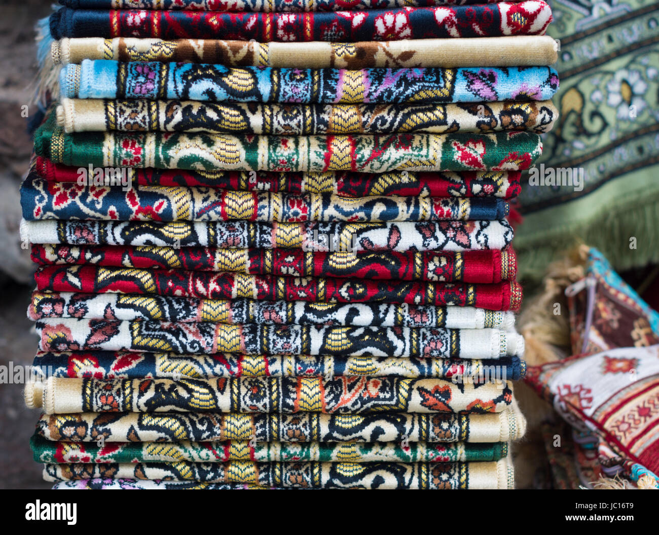 stack with traditional turkish carpets in istanbul Stock Photo Alamy