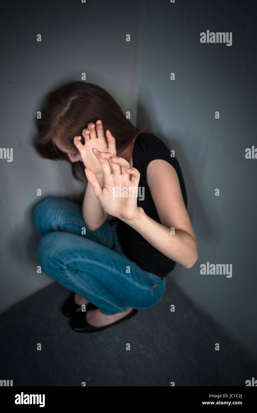 Woman in fear of domestic abuse/violence Stock Photo Alamy