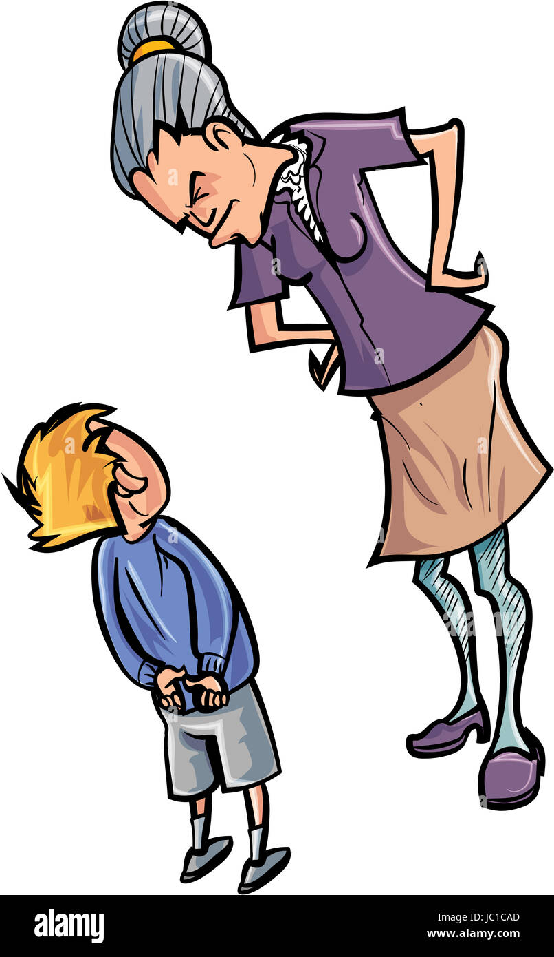 Cartoon teacher scolding a child. Isolated Stock Photo - Alamy