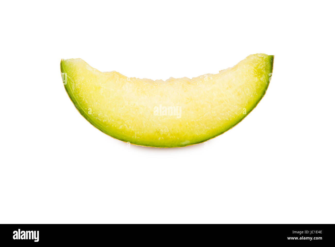 Ein Cantaloupe Galiamelonenstück isoliert vor weißem Hintergrund Stock Photo