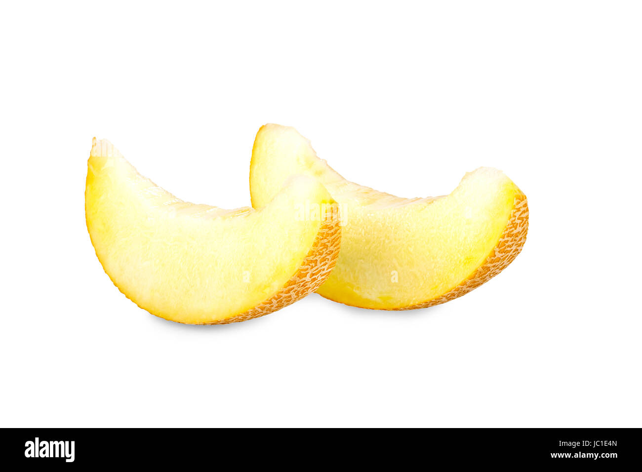 Zwei Galiamelonenstücke isoliert Stock Photo