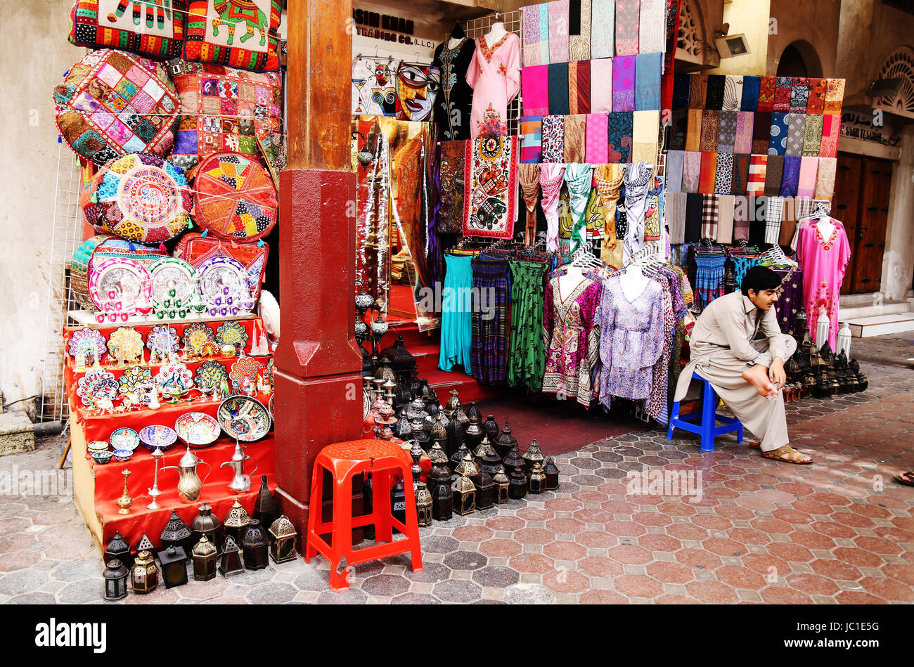 Antiques and Textile Shop at Old Market Dubai Stock Photo Alamy