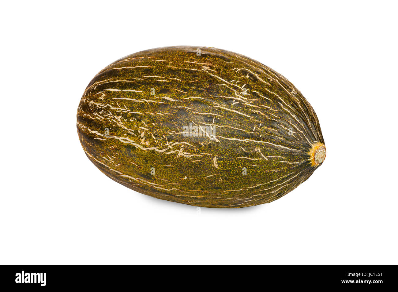 Eine Piel de Sapo Zuckermelone isoliert vor weißem Hintergrund Stock Photo