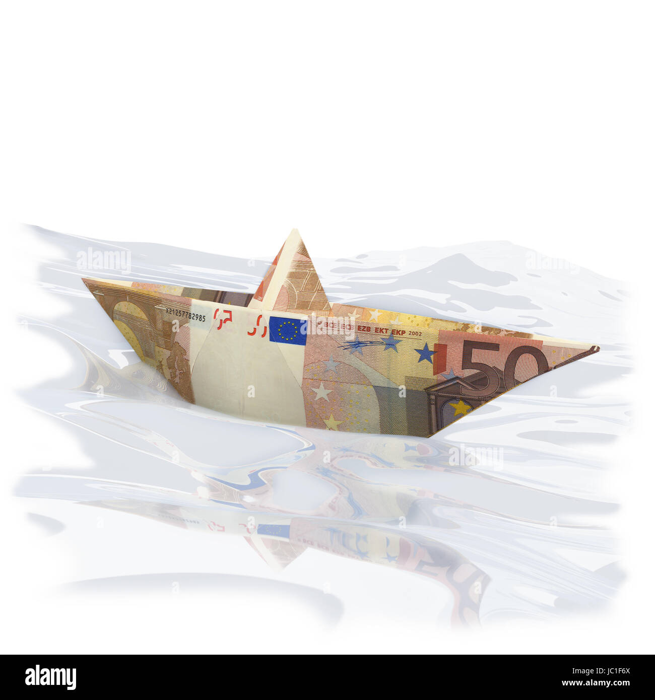 paper boat with 50 euro Stock Photo