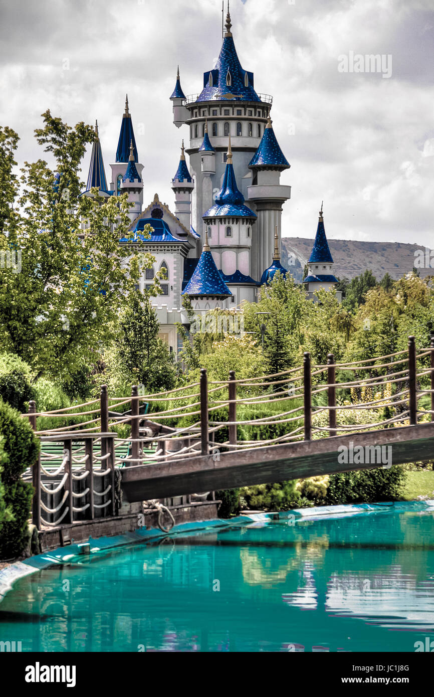 Fairytale Castle at Eskisehir Sazova cultural public park,Turkey Stock Photo
