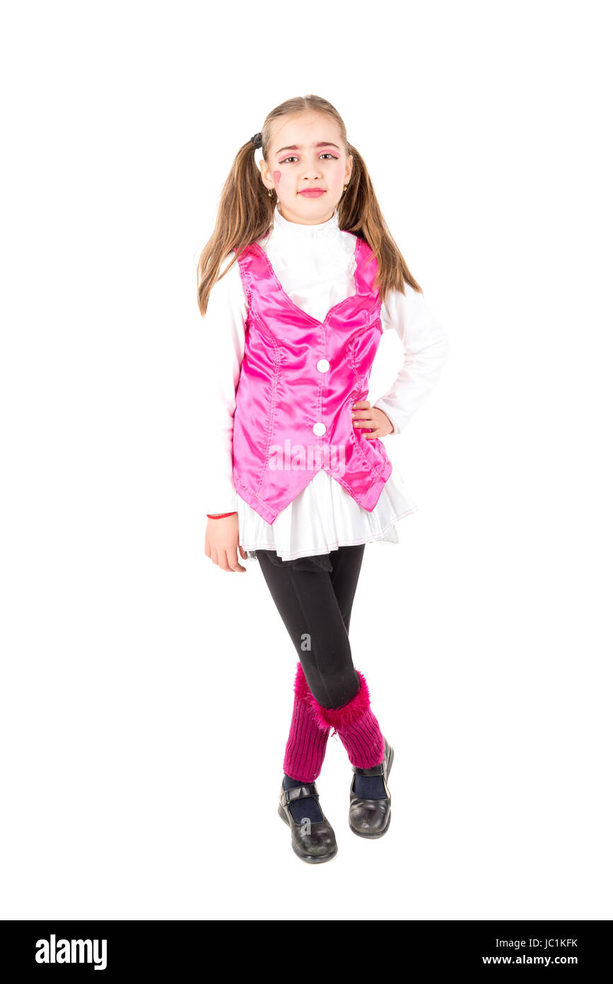 Young girl posing with costume isolated in white Stock Photo - Alamy