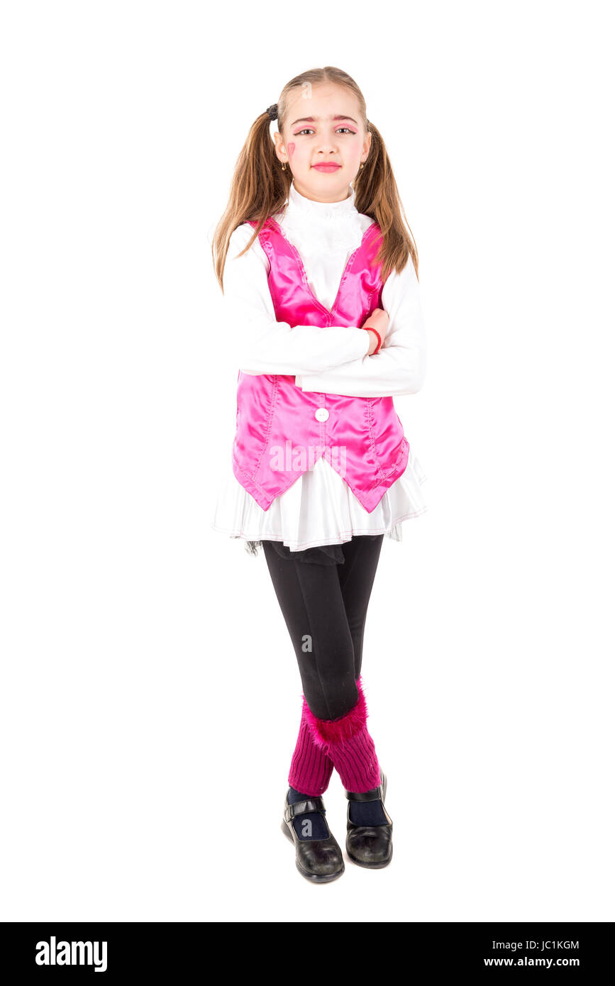 Young girl posing with costume isolated in white Stock Photo - Alamy