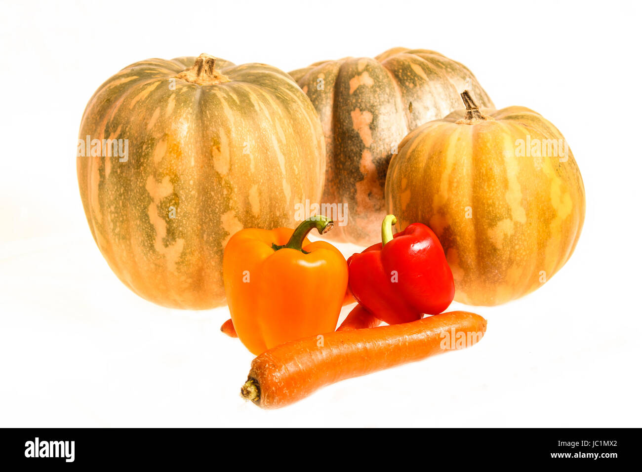 Pumpkins and other vegetables on a white background, isolated Stock ...