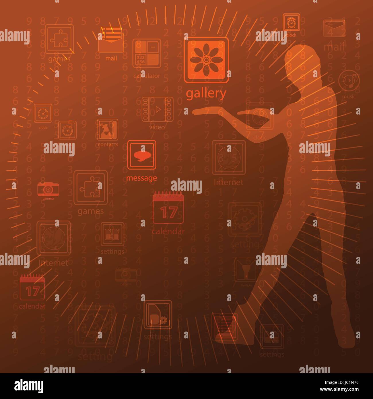 The concept of technology in one click, touch pressing to manage ...