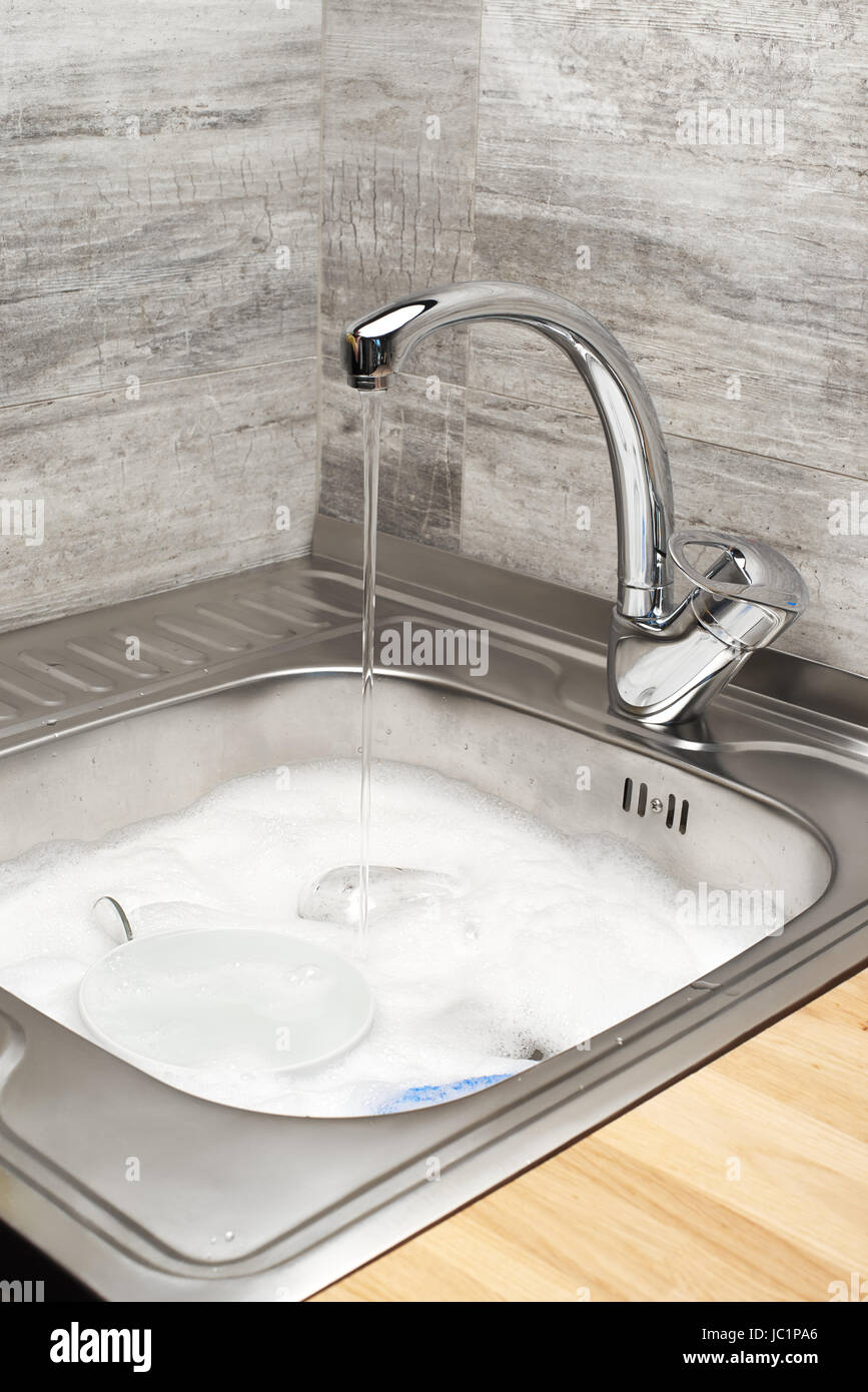 running tap water