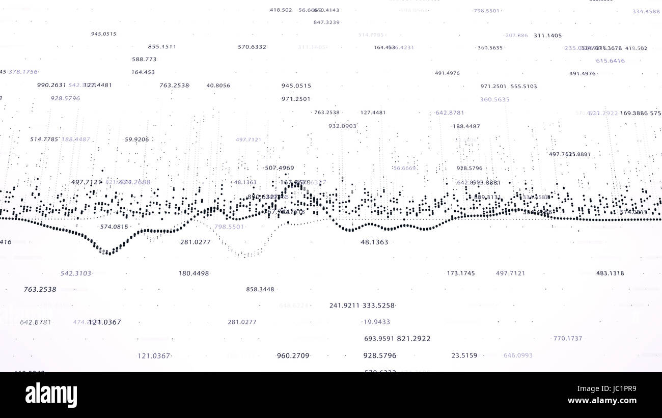 Abstract background with growing charts and flowing counters of numbers ...