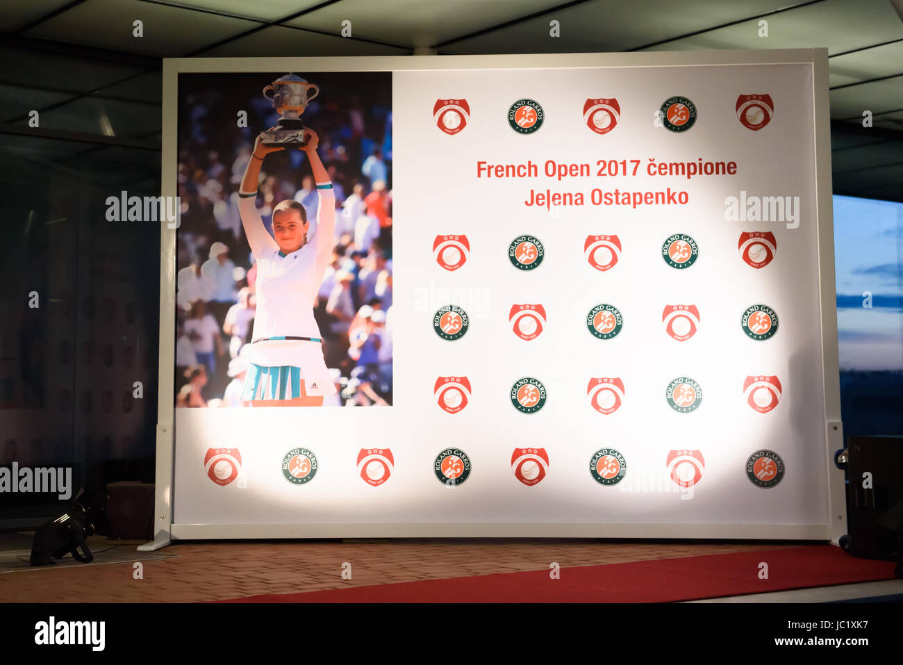 Riga, Latvia. 12th June, 2017. 12.06.2017. A. Jelena Ostapenko arrives in hometown Riga, Latvia. Riga International Airport. Credit: Gints Ivuskans/Alamy Live News Stock Photo