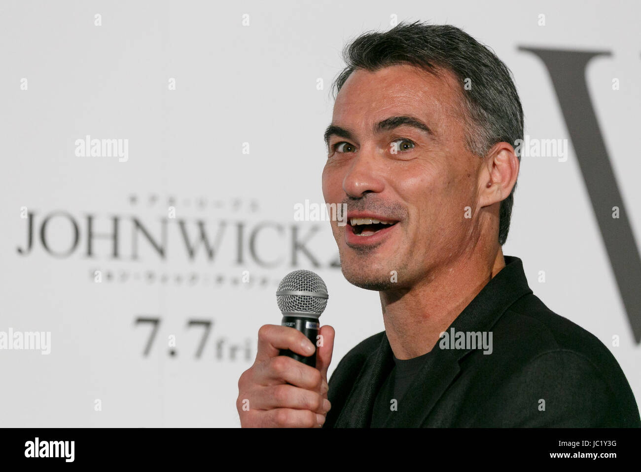 Tokyo, Japan. 13th June, 2017. Director Chad Stahelski speaks during a premiere for his movie John Wick: Chapter 2, on June 13, 2017, Tokyo, Japan. Keanu Reeves and Stahelski came to Japan to promote ''John Wick: Chapter 2, '' a much awaited sequel to their 2014 hit ''John Wick, '' which hits Japanese theaters on July 7. Credit: Rodrigo Reyes Marin/AFLO/Alamy Live News Stock Photo