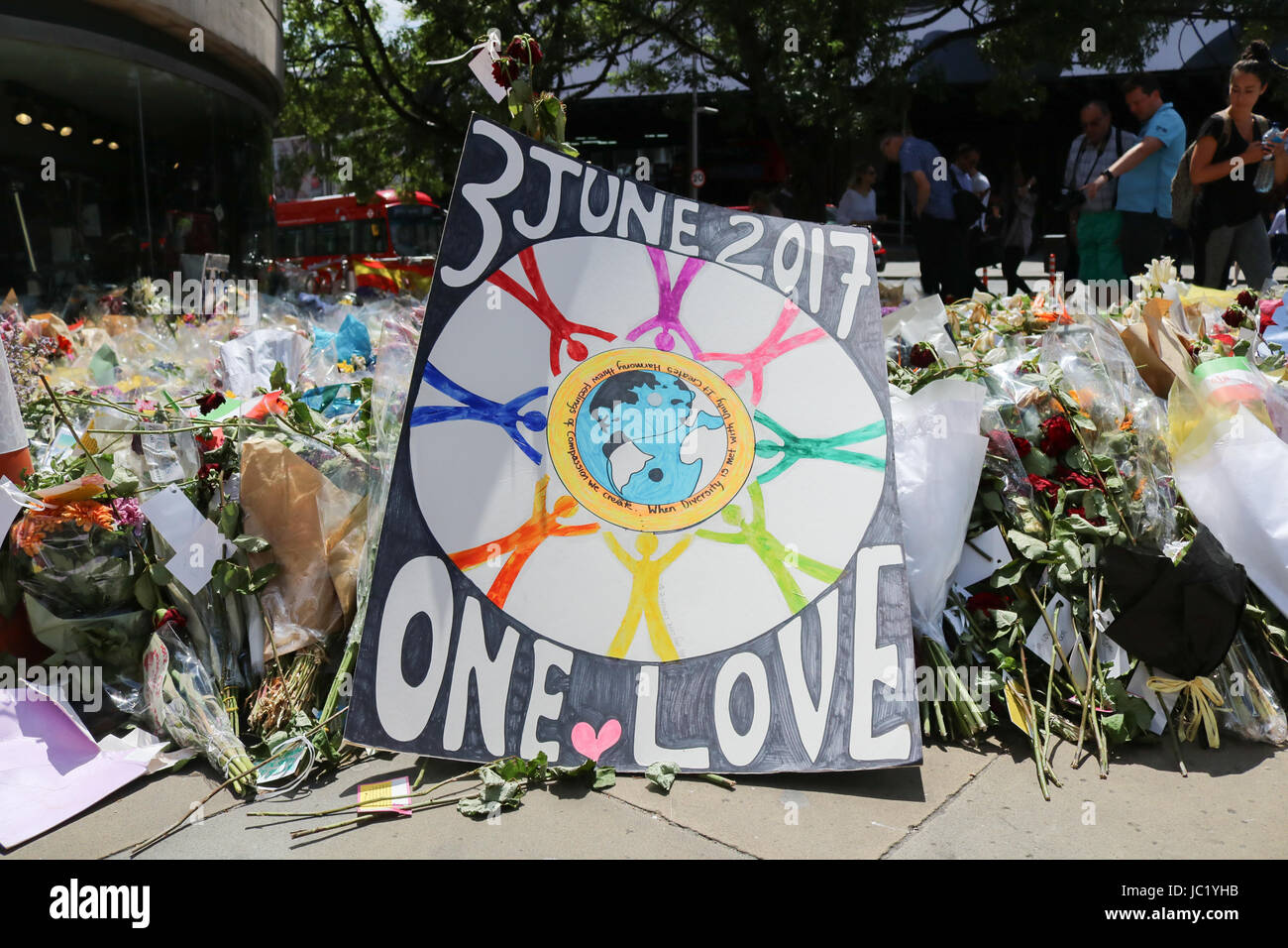London UK. 13th June 2017. Members of the public continue to place  messages of support and  sympathy from people in the United Kingdom and many countries Credit: amer ghazzal/Alamy Live News Stock Photo