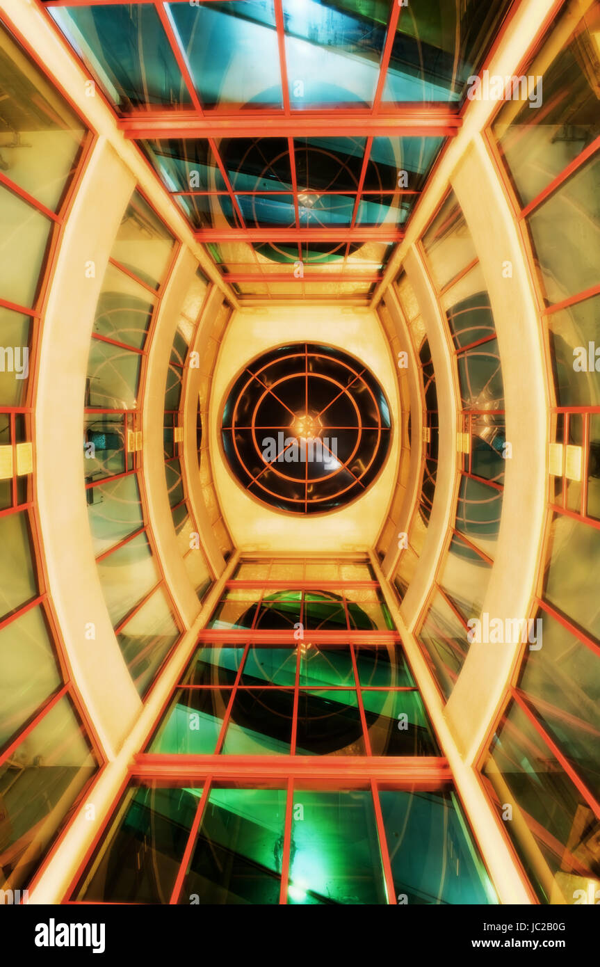 View from below of interior futuristic glass building Stock Photo - Alamy