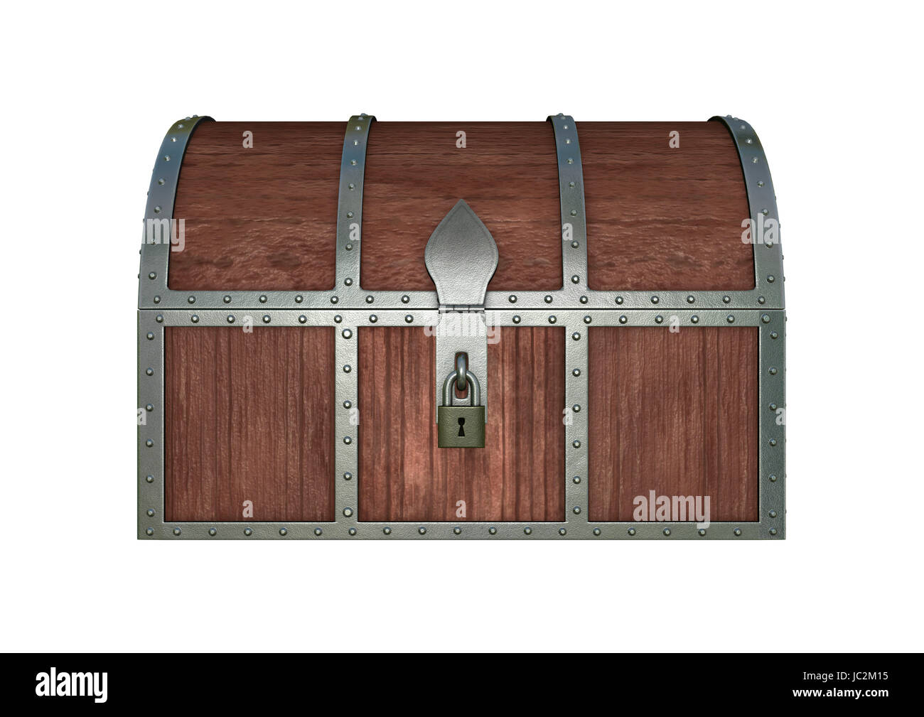 3D digital render of a locked treasure chest isolated on white ...